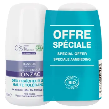 D&eacute;odorant fra&icirc;cheur 24h haute tol&eacute;rance Eau Thermale Jonzac - lot de 2 roll-on de 50ml