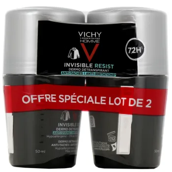 Invisible Resist D&eacute;odorant homme dermo d&eacute;transpirant Vichy - lot de 2 roll-on de 50ml