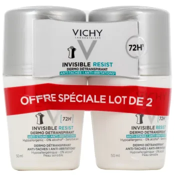 Invisible Resist D&eacute;odorant dermo d&eacute;transpirant Vichy - lot de 2 roll-on de 50ml