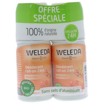 D&eacute;odorant roll-on 24h Argousier bio Weleda - lot de 2 roll-on de 50 ml
