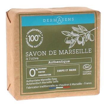 Dermasens Savon solide de Marseille authentique &agrave; l'olive Marque Verte - pain de 100g