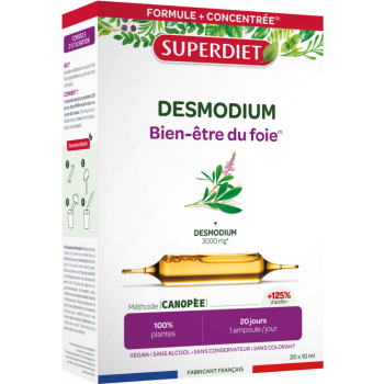 Desmodium bien-&ecirc;tre du foie Super Diet - boite de 20 ampoules