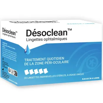 D&eacute;soclean lingettes ophtalmiques Bausch Lomb - boite de 20 lingettes