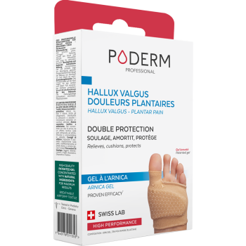 Double protection Hallux Valgus et douleurs plantaires Gel &agrave; l'arnica Poderm - une unit&eacute;