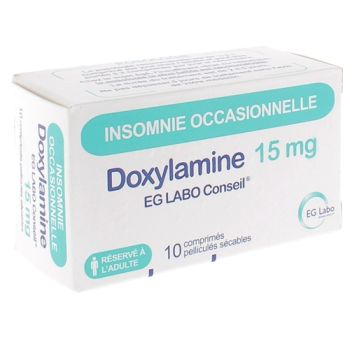Doxylamine 15 mg EG Labo Conseil - boite de 10 comprim&eacute;s