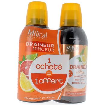 Draineur Minceur Ultra sans sucres go&ucirc;t agrumes Milical - programme de 20 jours
