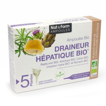Draineur h&eacute;patique bio Nat&Form - boite de 20 ampoules