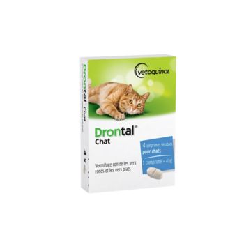 Drontal Chat Vetoquinol - boite de 4 comprim&eacute;s s&eacute;cables