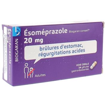 Esom&eacute;prazole 20 mg Biogaran Conseil - 14 g&eacute;lules gastror&eacute;sistantes