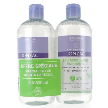Eau Thermale Jonzac Eau micellaire purifiante Pure L&eacute;a Nature - 2 flacons de 500 ml
