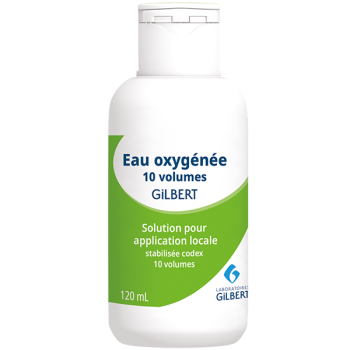 Eau oxyg&eacute;n&eacute;e stabilis&eacute;e codex 10 volumes Gilbert solution pour application locale en flacon - flacon de 120ml&nbsp;