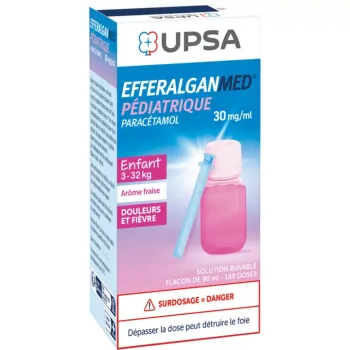 EfferalganMed p&eacute;diatrique 30 mg/ml ar&ocirc;me fraise - flacon de 90ml