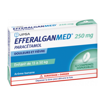 EfferalganMed 250 mg enfant go&ucirc;t banane - 12 comprim&eacute;s dispersibles
