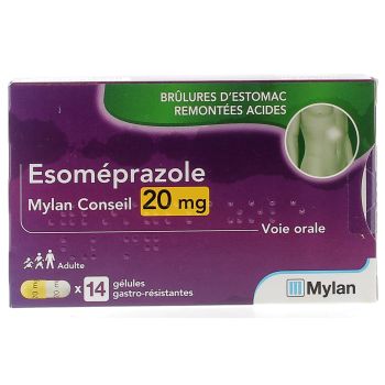 Esomeprazole Mylan Conseil 20mg - bo&icirc;te de 14 g&eacute;lules