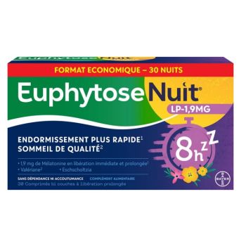 EuphytoseNuit&reg; LP 1,9 mg m&eacute;latonine 30 comprim&eacute;s &agrave; lib&eacute;ration prolong&eacute;e - boite de 24,8g