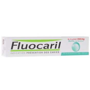 Gel dentifrice menthe bi-fluor&eacute; 250 mg Fluocaril - tube de 75 ml