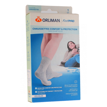 FeetPAD chaussettes confort et protection pieds diab&eacute;tiques mixte Orliman - une paire