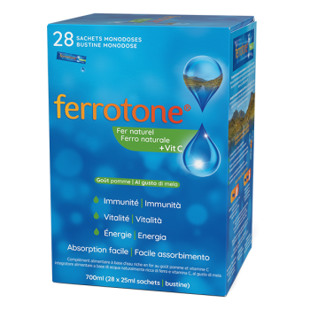 Ferrotone + vitamine C go&ucirc;t pomme Famadem - bo&icirc;te de 28 sachets