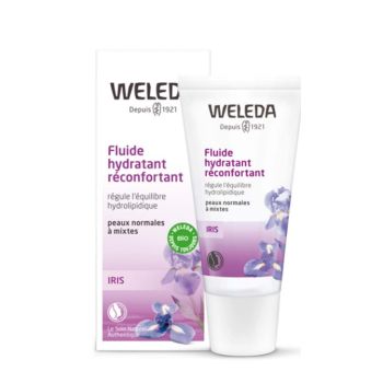 Fluide hydratant r&eacute;confortant &agrave; l'iris bio Weleda - tube de de 30 ml