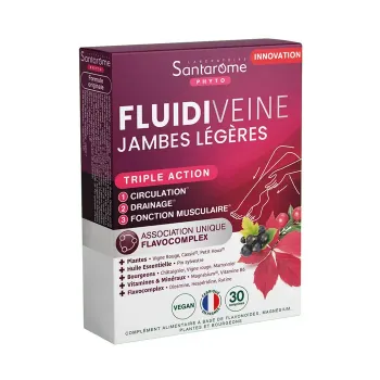 Fluidiveine jambes l&eacute;g&egrave;res triple action Santarome - bo&icirc;te de 30 comprim&eacute;s