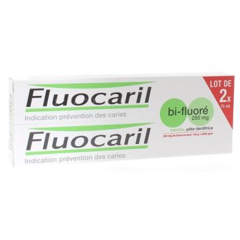 Fluocaril bi-fluor&eacute; 250 mg menthe p&acirc;te dentifrice - 2 tubes de 75  ml