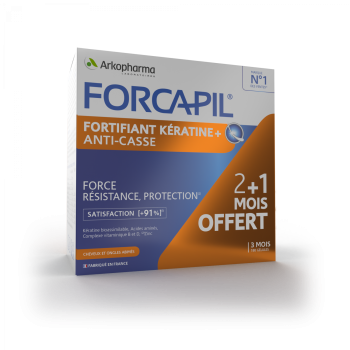Fortifiant K&eacute;ratine+ Forcapil Arkopharma - programme 3 mois 180 g&eacute;lules