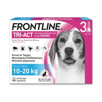 Frontline Tri-Act chiens 10-20 kg - bo&icirc;te de 3 doses de 2 ml