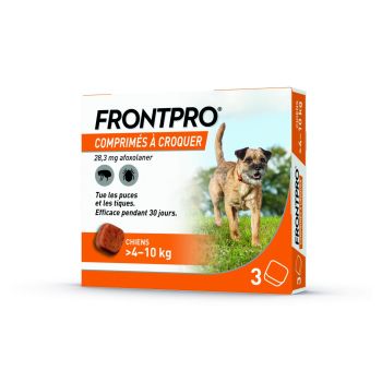 Frontpro comprim&eacute; anti puces chien >4-10kg - bo&icirc;te de 3 comprim&eacute;s &agrave; croquer