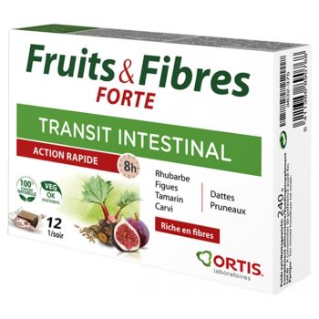 Fruits & Fibres Forte Transit intestinal Ortis - boite de 12 cubes &agrave; m&acirc;cher