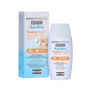 Protection solaire b&eacute;b&eacute; Fusion Fluid Mineral SFP 50+ Fotoprotector Isdin Pediatrics - flacon de 50ml