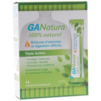 GANatura br&ucirc;lures d'estomac triple action Reckitt Benckiser - 14 sachets de granul&eacute;s