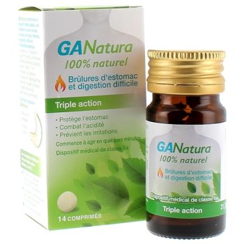 GANatura br&ucirc;lures d'estomac triple action Reckitt Benck - bo&icirc;te de 14 comprim&eacute;s