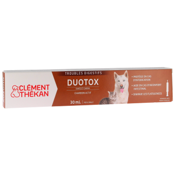 Duotox troubles digestifs chiens et chats Cl&eacute;ment Th&eacute;kan - p&acirc;te orale de 30g avec seringue