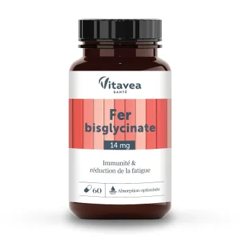 Fer bisglycinate r&eacute;duction de la fatigue et immunit&eacute; Vitavea - pot de 60 g&eacute;lules