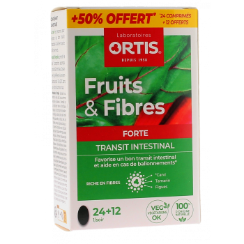 Fruits & Fibres Forte Transit intestinal Ortis - boite de 36 comprim&eacute;s