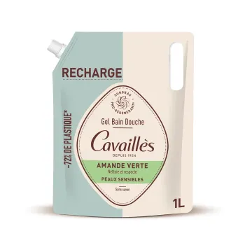 Gel bain et douche amande verte Rog&eacute; Cavaill&egrave;s - &eacute;co-recharge de 1L