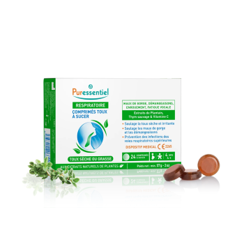Respiratoire comprim&eacute;s toux &agrave; sucer Puressentiel - boite de 24 comprim&eacute;s &agrave; sucer