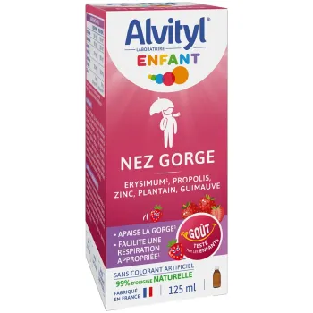 Sirop nez gorge enfant go&ucirc;t fraise Alvityl - flacon de 125ml