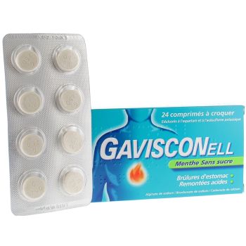 Gavisconell menthe sans sucre - 24 comprim&eacute;s &agrave; croquer