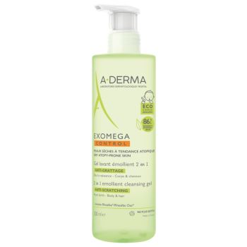 Exomega Control Gel lavant &eacute;mollient 2 en 1 A-Derma - flacon de 500 ml