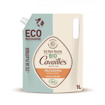 Gel bain douche BIO Macadamia Rog&eacute; Cavaill&egrave;s - &eacute;co-recharge de 1L