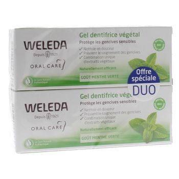 Gel dentifrice v&eacute;g&eacute;tal Weleda - lot de 2 tubes de 75 ml