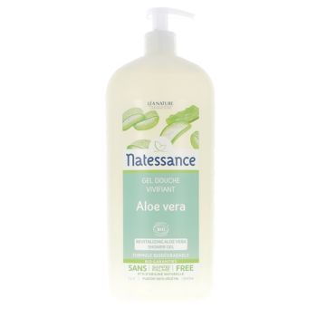 Natessance Gel douche vivifiant alo&eacute; vera bio L&eacute;a Nature - flacon-pompe de 1 litre