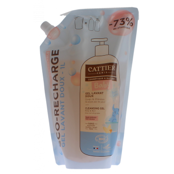Gel lavant doux b&eacute;b&eacute; bio Cattier - &eacute;co-recharge de 1L