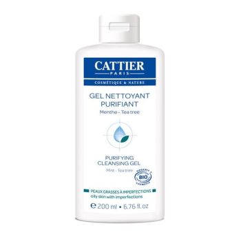Gel nettoyant purifiant peaux grasses &agrave; imperfections bio Cattier - flacon de 200 ml