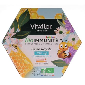 Gel&eacute;e royale bio 700 mg Immunit&eacute; & croissance junior apiculte Vitaflor - format 14 jours
