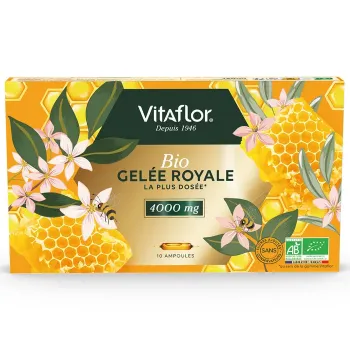 Gel&eacute;e royale bio 4000mg Vitaflor - boite de 10 ampoules
