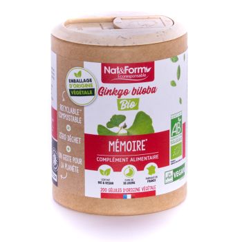 Ginkgo biloba Bio Ecoresponsable Nat&Form - boite de 200 g&eacute;lules