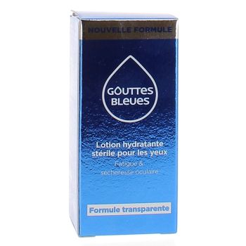 Gouttes bleues lotion hydratante st&eacute;rile pour les yeux Omega Pharma - flacon de 10ml