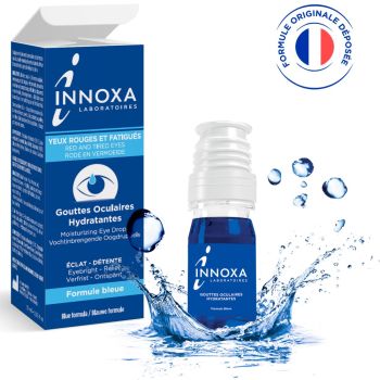 Gouttes oculaires hydratantes yeux rouges et fatigu&eacute;s formule bleue Innoxa - flacon de 10 ml